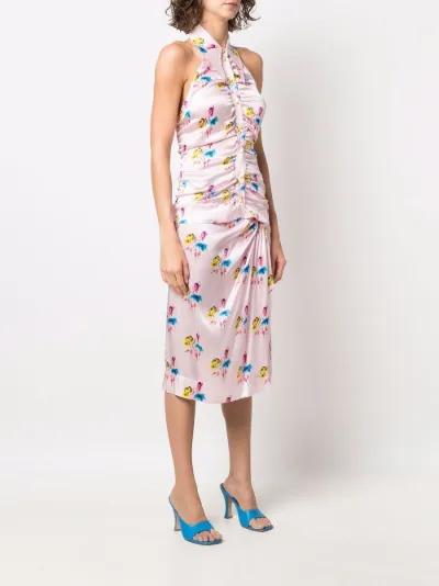 Sale GANNI floral ruched halterneck top 
