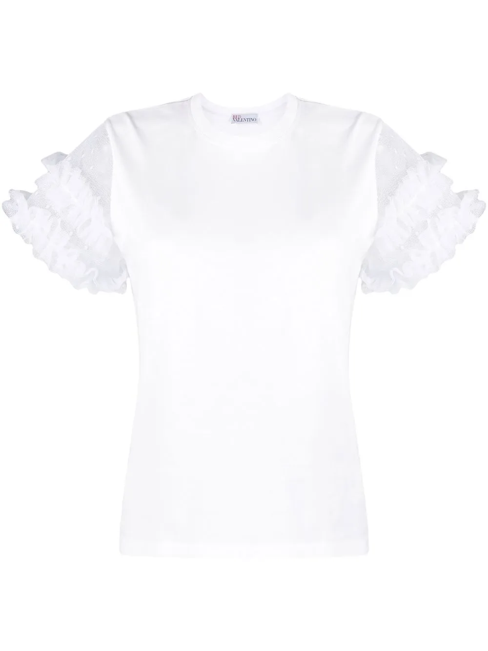 

RED Valentino playera de manga point d'esprit - Blanco