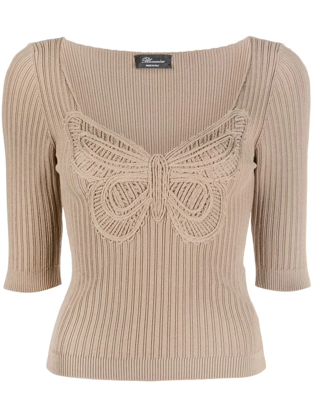 Blumarine Butterfly Embroidery Knitted Top - Farfetch