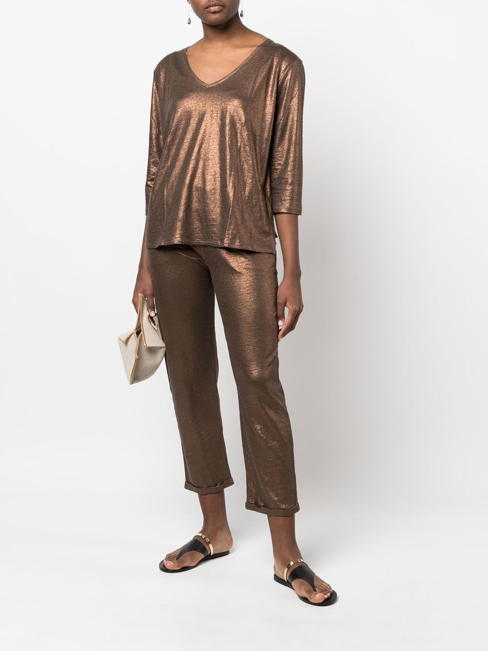 Majestic Filatures Metallic V-neck Top - Farfetch