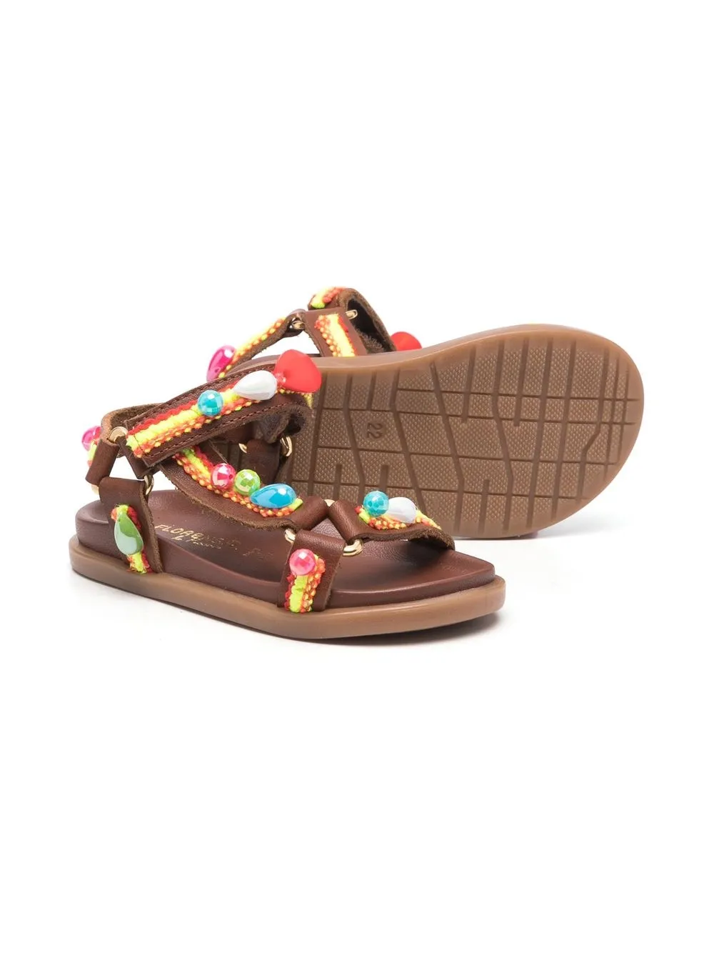 Florens Sandalen verfraaid met kralen - Bruin