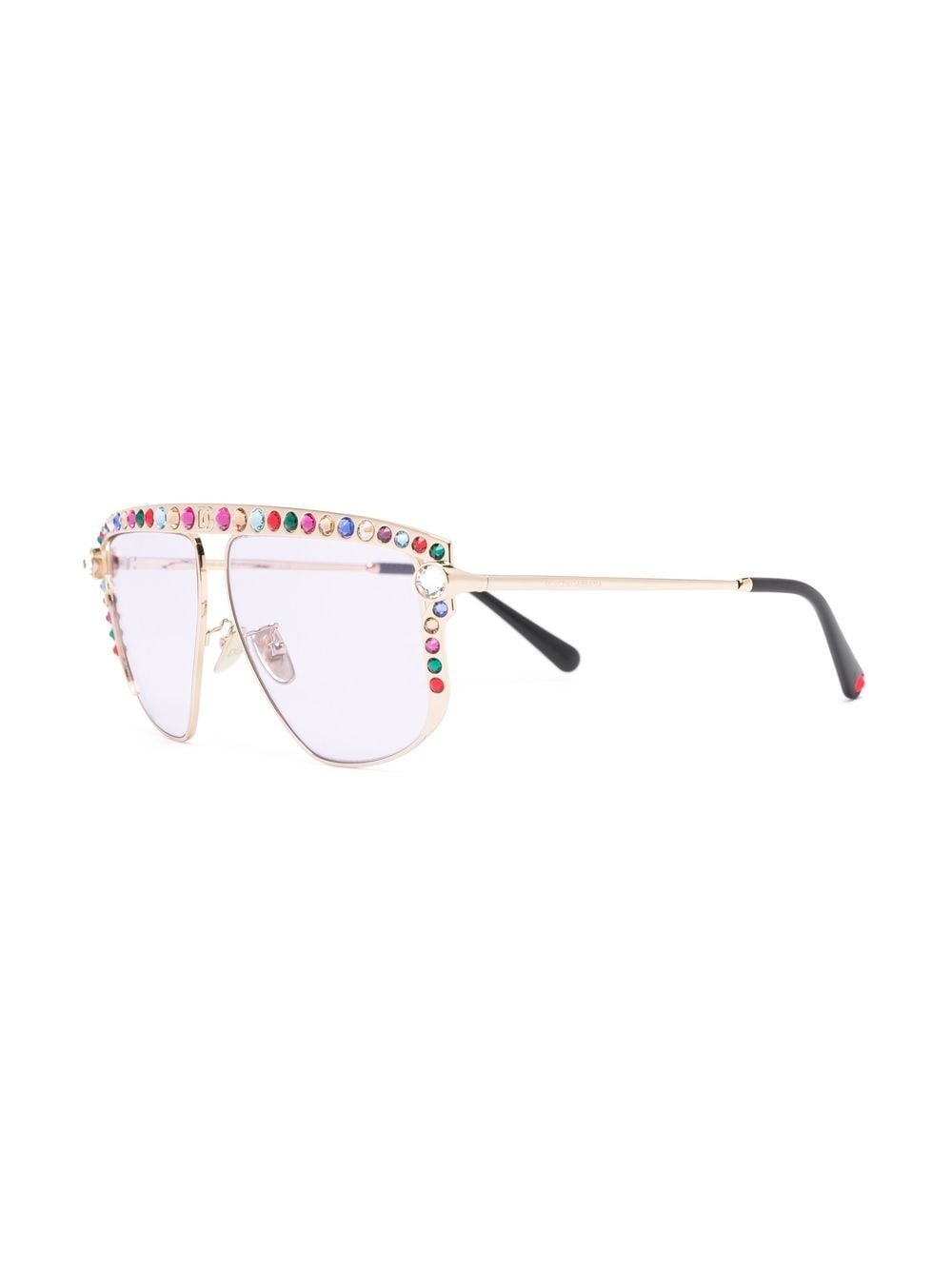 Dolce & Gabbana Eyewear Dolce Embellished Crystal Pilot Sunglasses