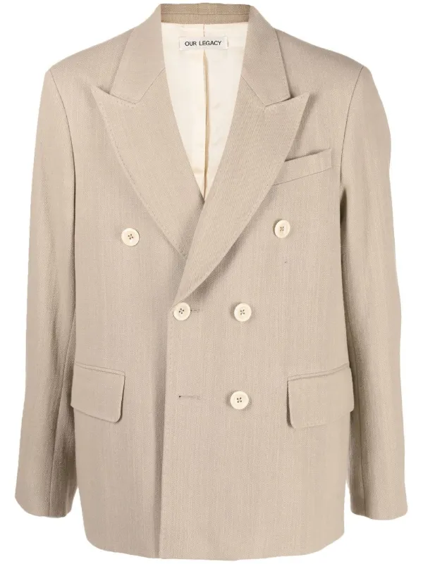 Our Legacy Double-Breasted Cotton Blazer - Neutrals
