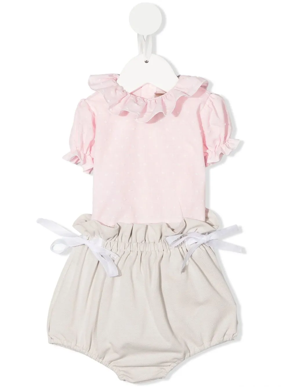 La Stupenderia Babies' Polka-dot Shorts Set In Pink