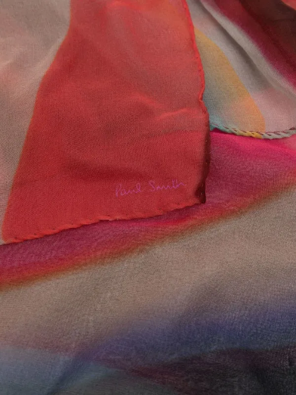 Foulard Paul Smith En Laine 100% - Rayures Multicolores - Occasion