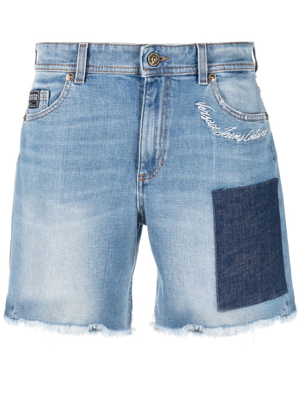 VERSACE JEANS COUTURE FRINGED EDGE DENIM SHORTS