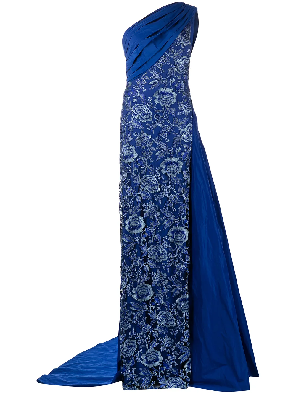 

Tadashi Shoji floral-embroidered draped gown - Blue