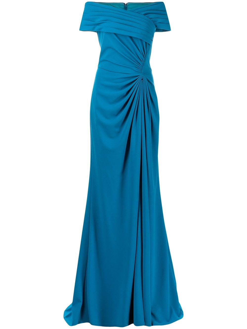 Tadashi Shoji Crepe Off-the-shoulder Gown In Ocean Blue | ModeSens