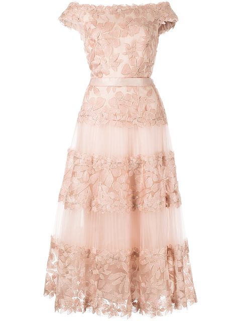 Tadashi Shoji Midikleid mit Blumenstickerei
