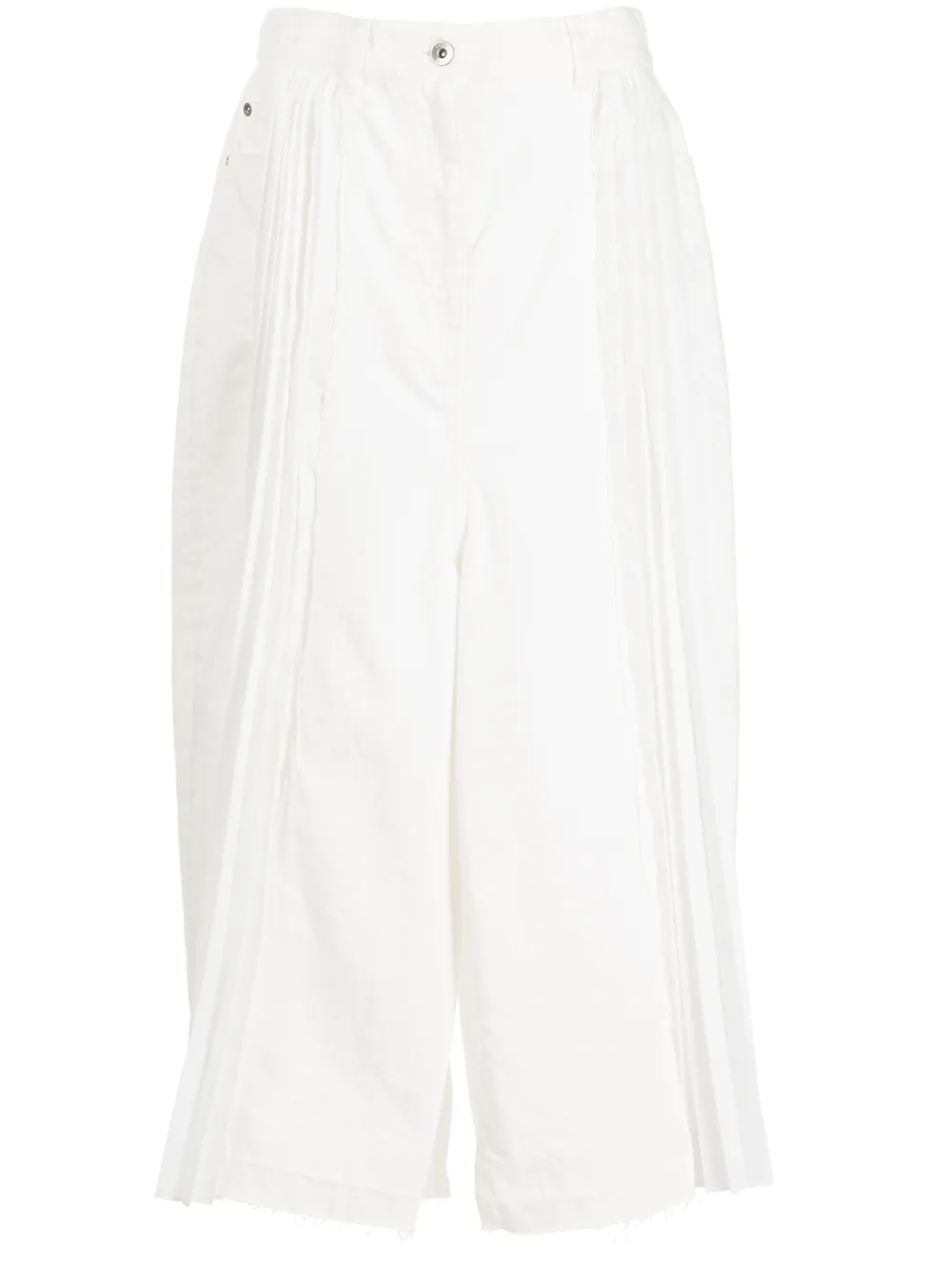 pleated shell-insert denim skirt