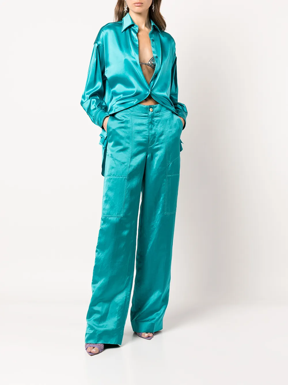 TOM FORD Blouse met puntkraag - Blauw