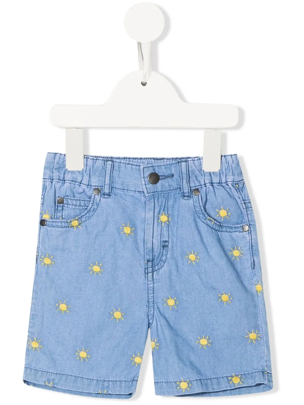 

Stella McCartney Kids shorts de mezclilla con bordado de sol - Azul