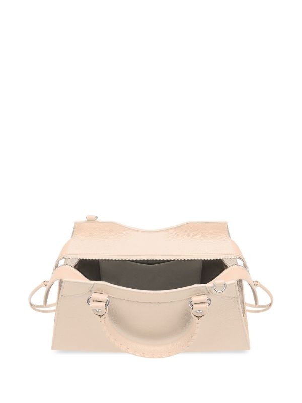 Double Top Handle Structured Bag - White