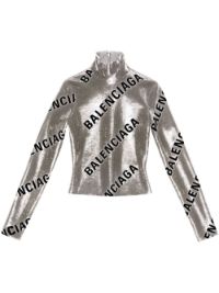 ＜Farfetch＞ Balenciaga メタリック ロゴ Tシャツ - シルバートーン画像