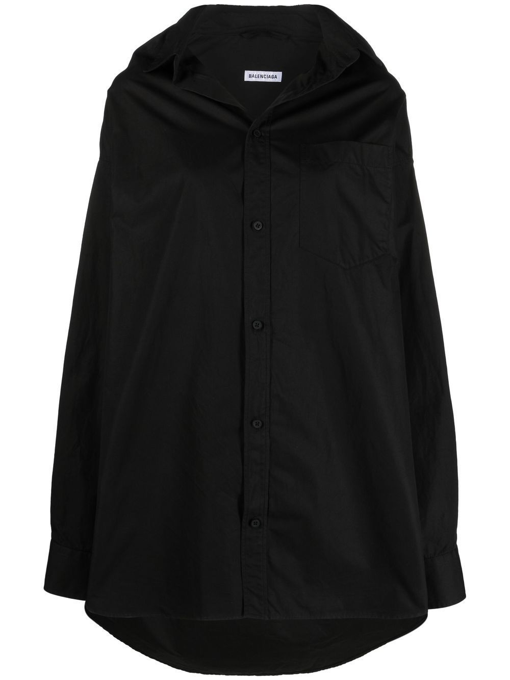 Balenciaga gathered-detail poplin shirt - Black