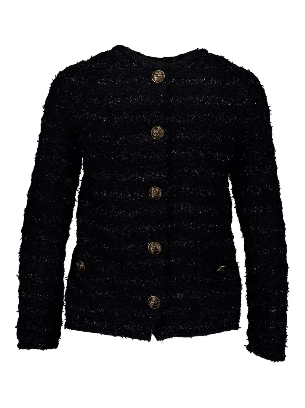 tweed button-back blouse