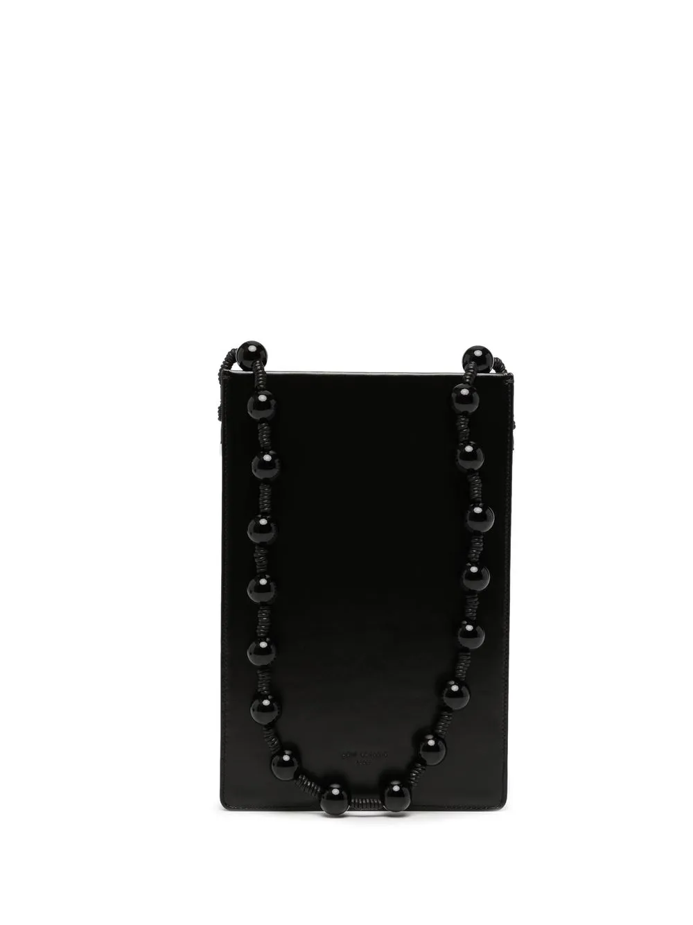 Low Classic Beaded-handle Leather Shoulder Bag In Black