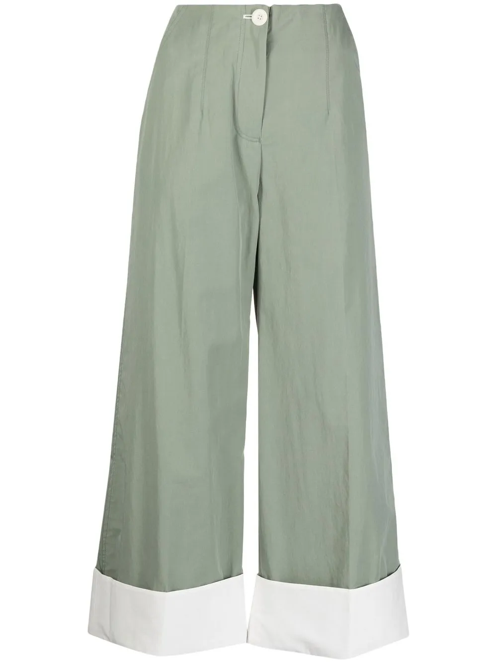 Low Classic Wide-leg Turn-up Trousers In Grün