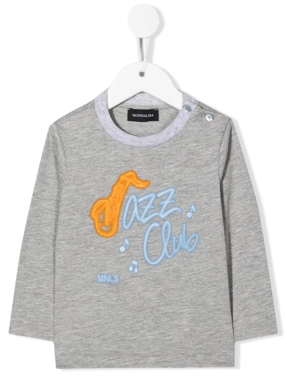 

Monnalisa Jazz Club-print long-sleeve T-shirt - Grey