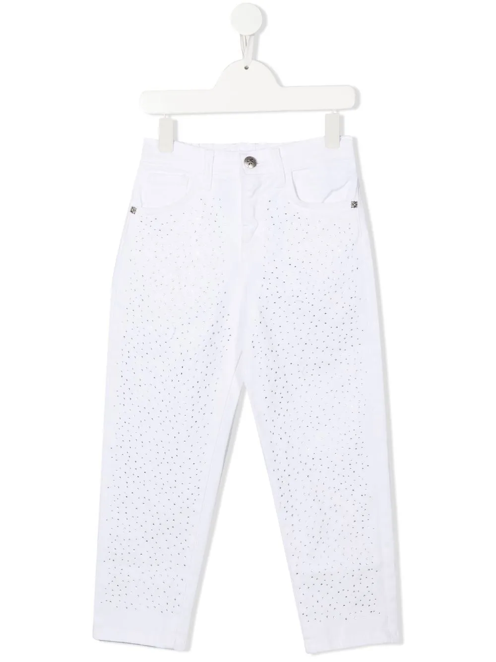 

John Richmond Junior rhinestone embellished jeans - White