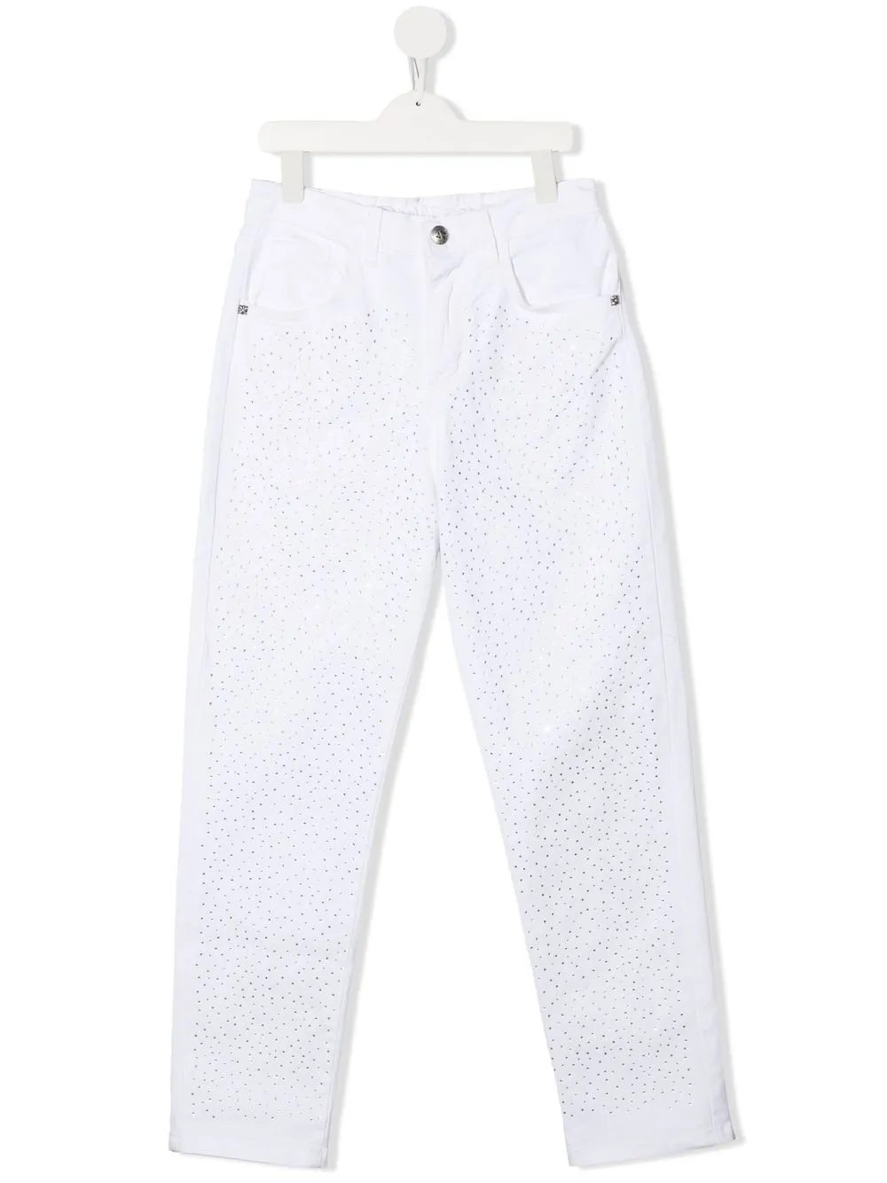 

John Richmond Junior TEEN logo-print sparkle jeans - White