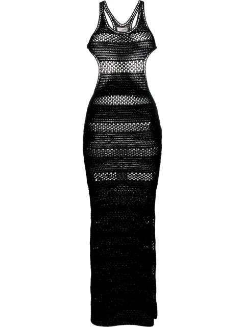 Saint Laurent cut-out striped crochet maxi dress