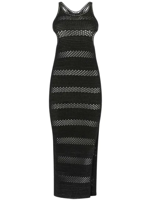 Saint Laurent vestido largo de crochet con rayas estampadas