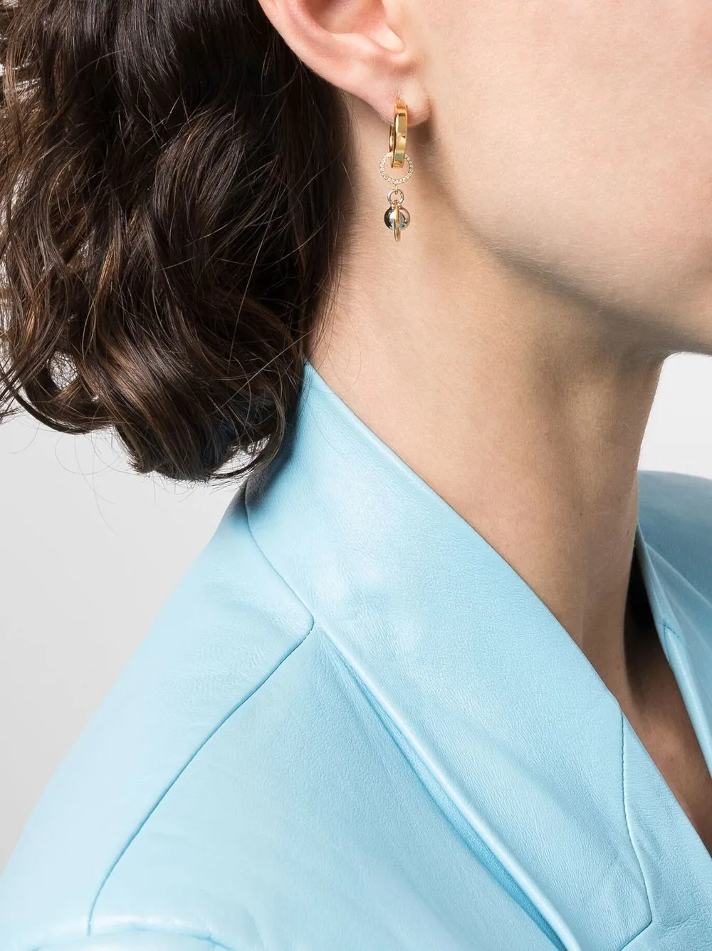  Mounser Petal Crystal-drop Hoop Earrings - Blue 
