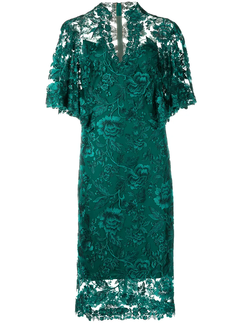 

Tadashi Shoji vestido manga corta con capa de encaje - Verde