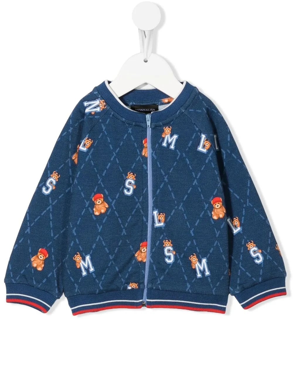 MONNALISA TEDDY-BEAR ZIP-UP SWEATSHIRT