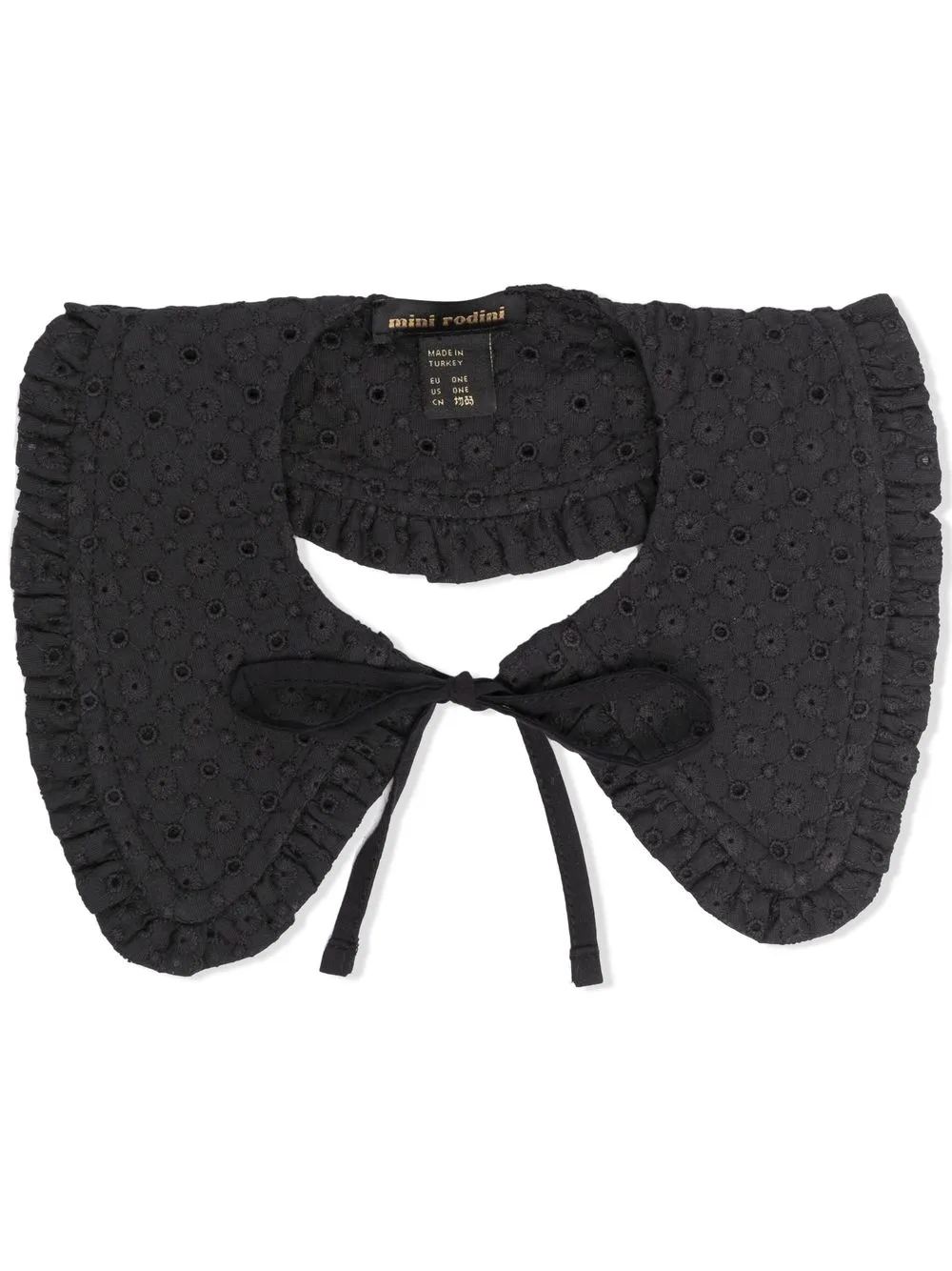 

Mini Rodini cuello de encaje con bordado inglés - Negro