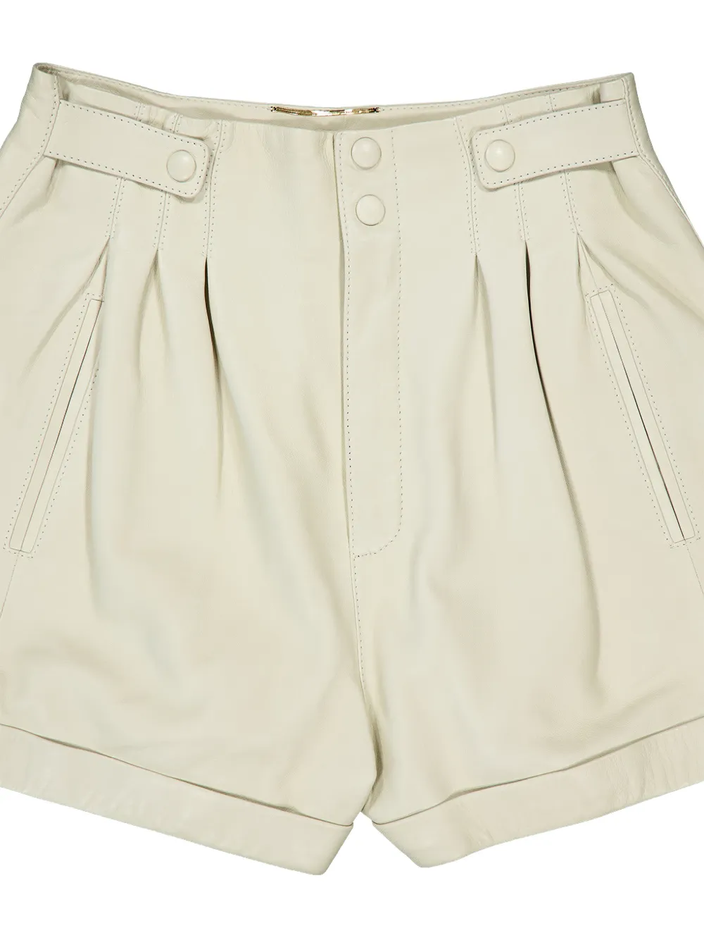  Saint Laurent High-waisted Leather Shorts - Neutrals 