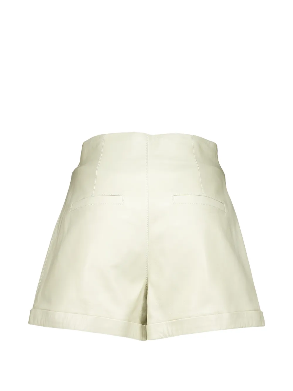  Saint Laurent High-waisted Leather Shorts - Neutrals 