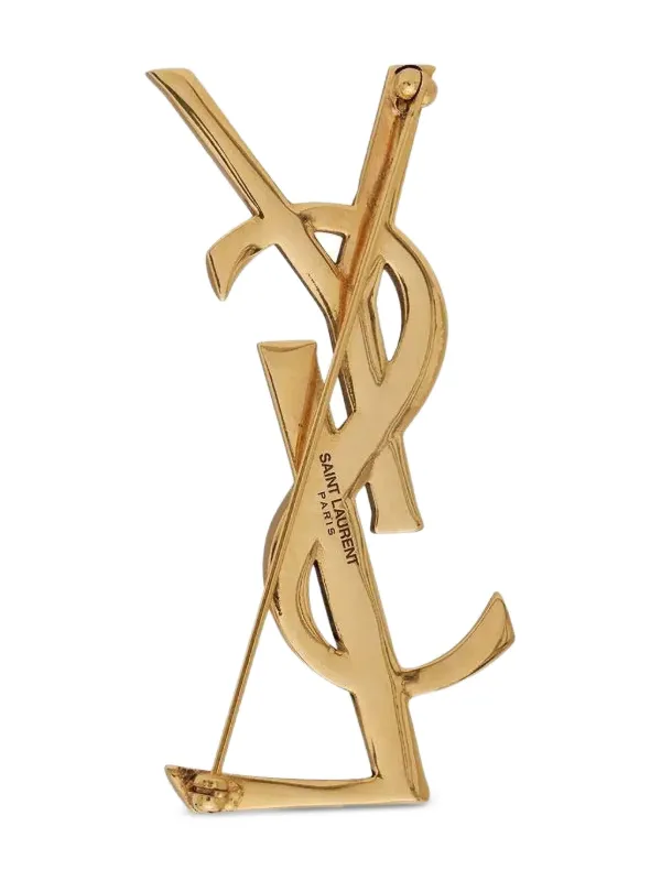 Saint Laurent サンローラン ロゴ ブローチ | ゴールドトーン