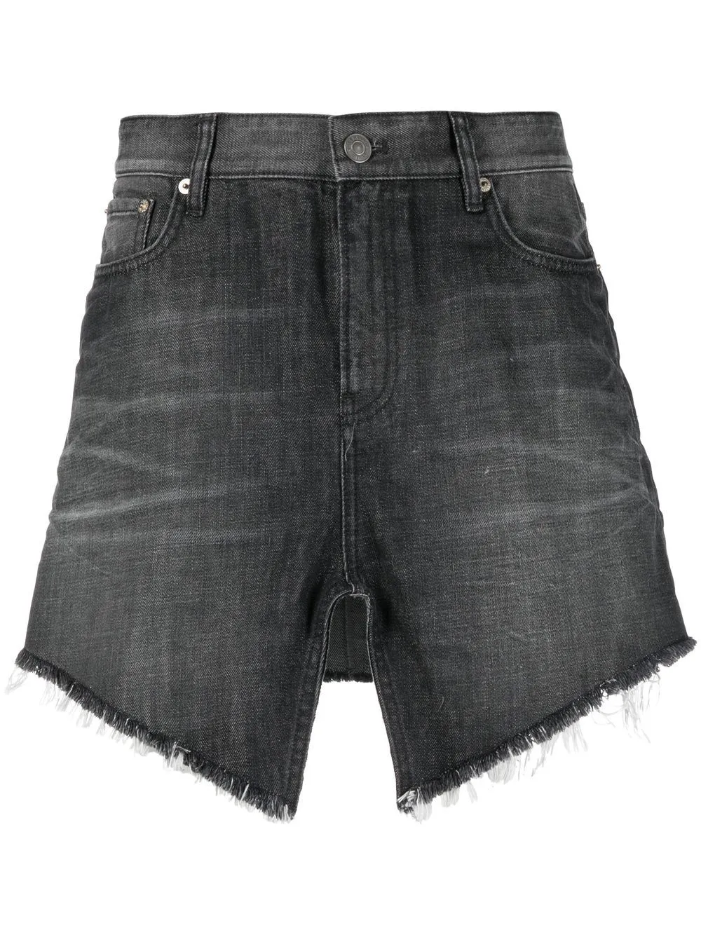 Cut-up denim miniskirt