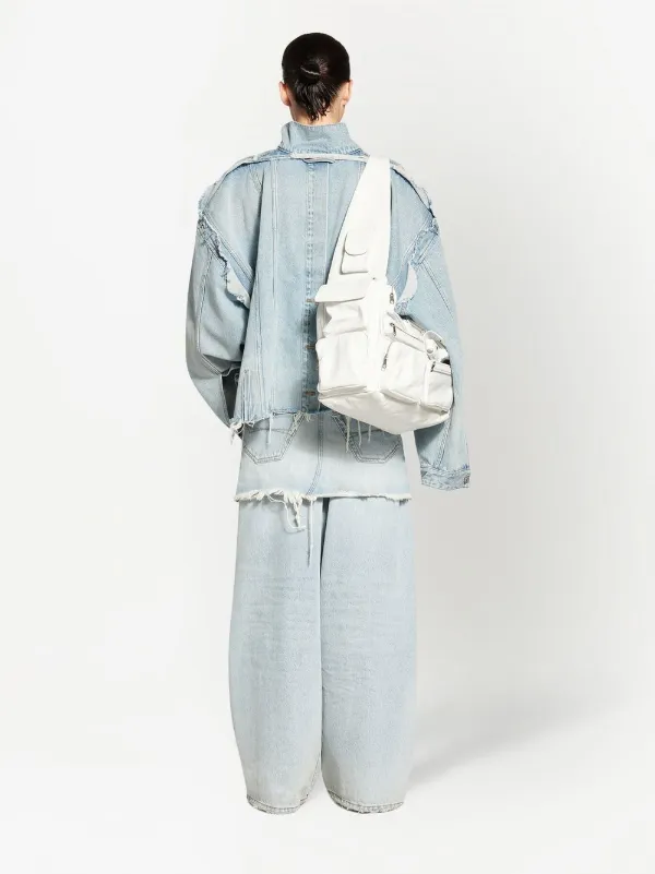 cropped raw edge denim jacket