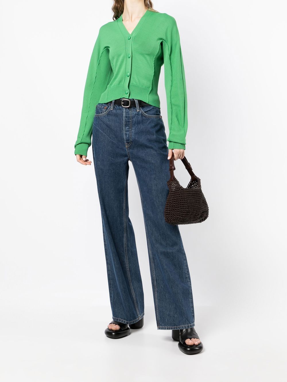 Low Classic Cropped Seam-detail Cardigan In Green | ModeSens