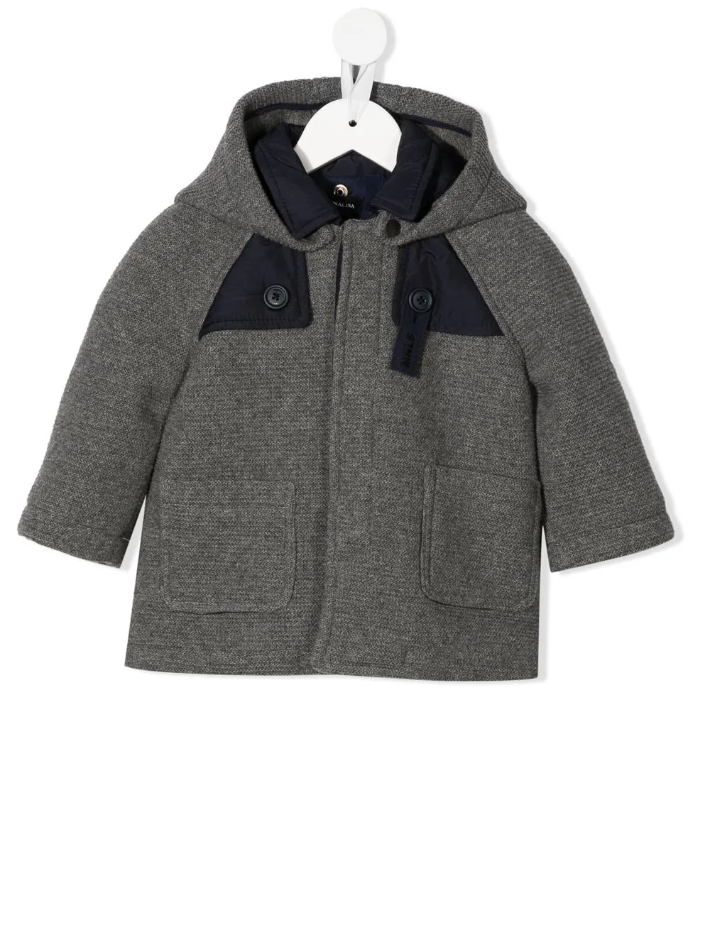 

Monnalisa concealed-front hooded coat - Grey