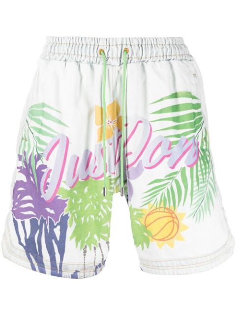 Just Don graphic-logo print shorts