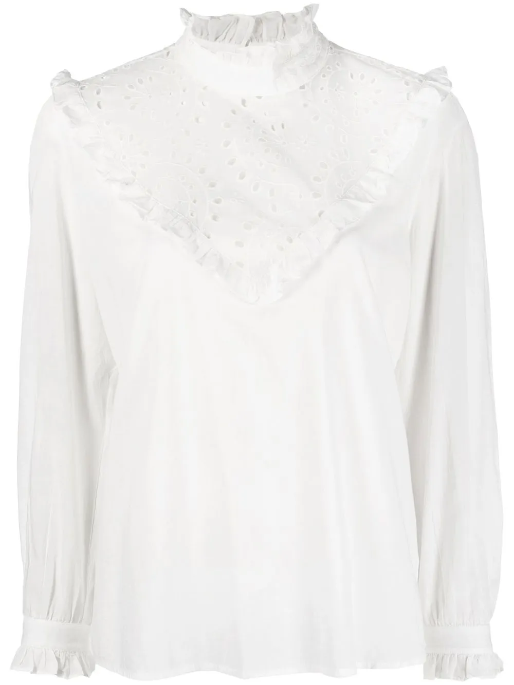 

Nili Lotan blusa con cuello alto y detalle de aberturas - Blanco