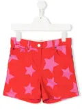 Stella McCartney Kids star-print denim shorts - Red