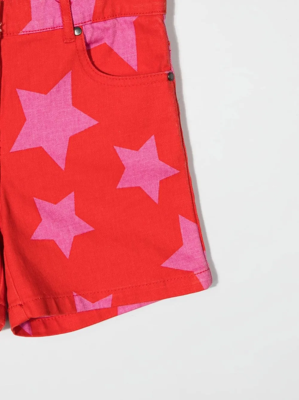 Shop Stella Mccartney Star-print Denim Shorts In Red