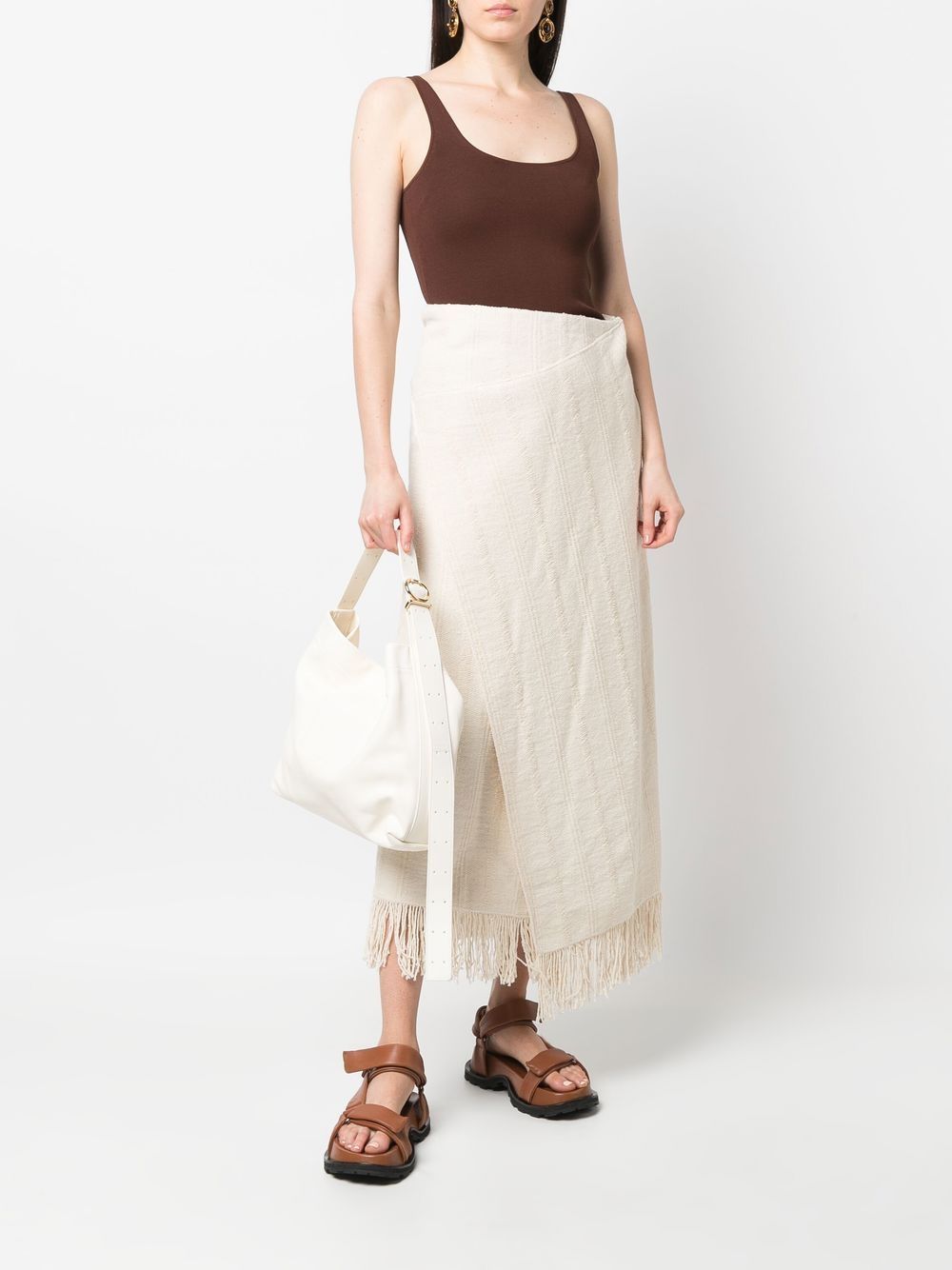 Image 2 of Jil Sander fringed wrap-effect midi skirt