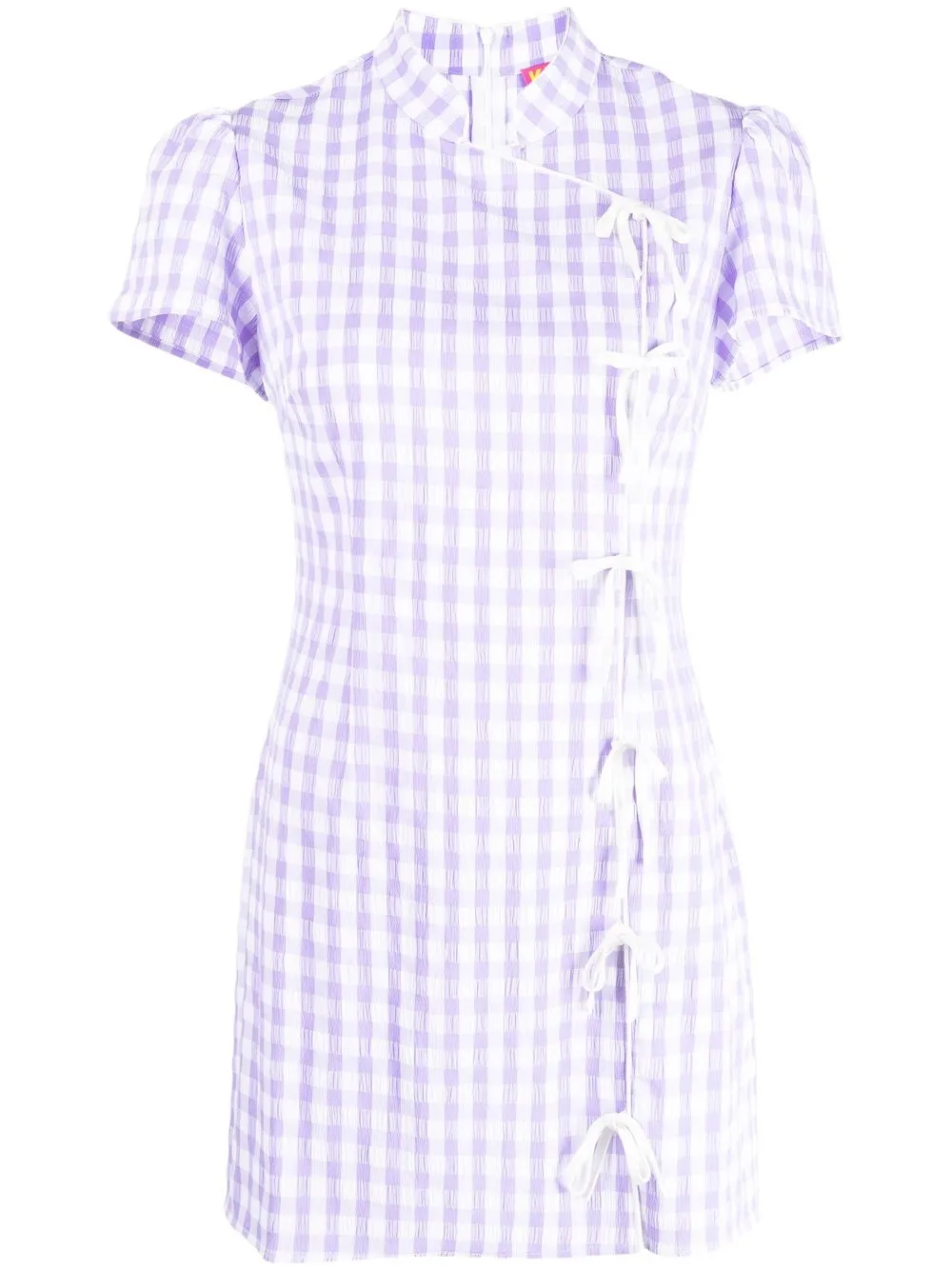 

Kitri tie-detail gingham-print midi dress - Purple