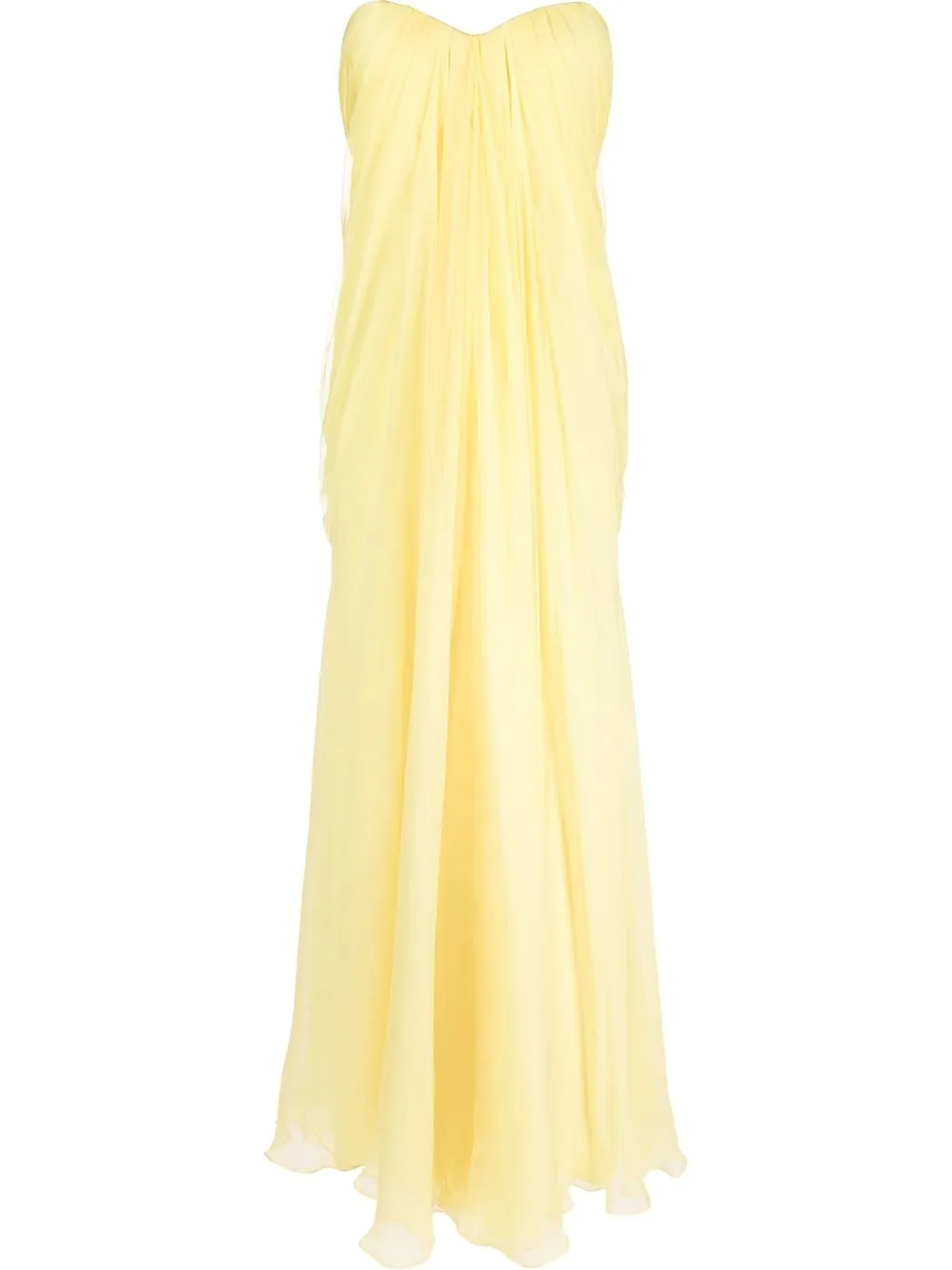 Alexander McQueen draped silk-chiffon dress - Yellow