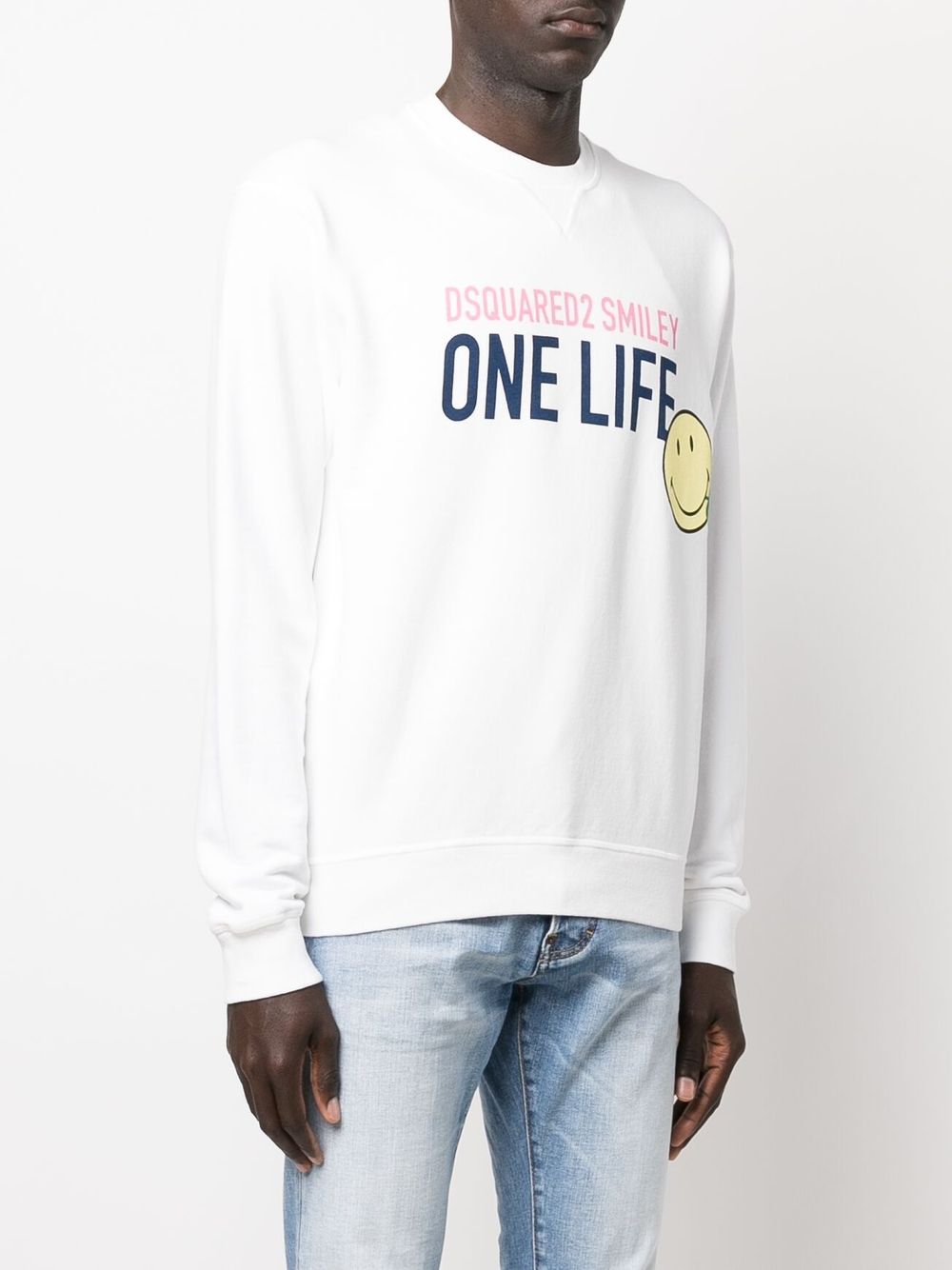 Shop Dsquared2 Smiley Organic Cotton Sweatshirt In White