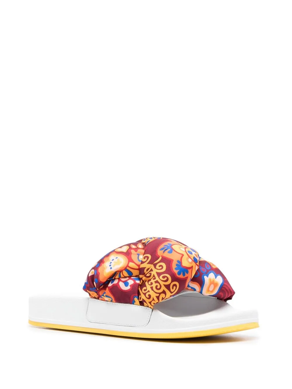 La DoubleJ Treccia embroidered slides White