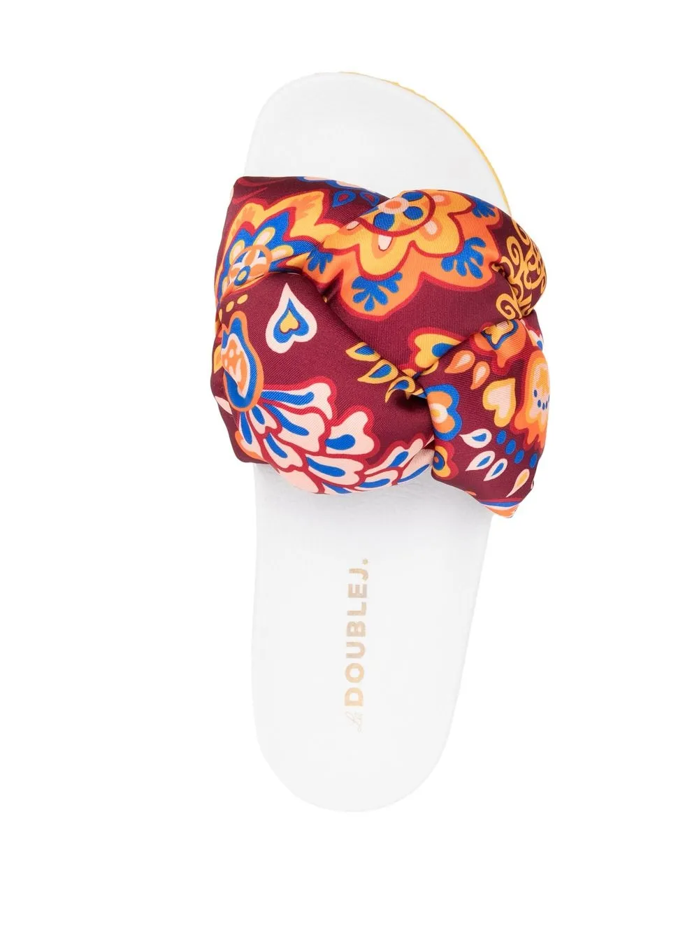 La DoubleJ Treccia embroidered slides White