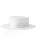 Maison Michel Kiki canotier hat with satin-ribbon - White