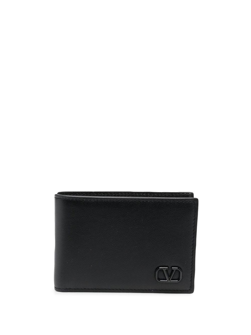 Valentino Garavani logo-lettering leather wallet - Black